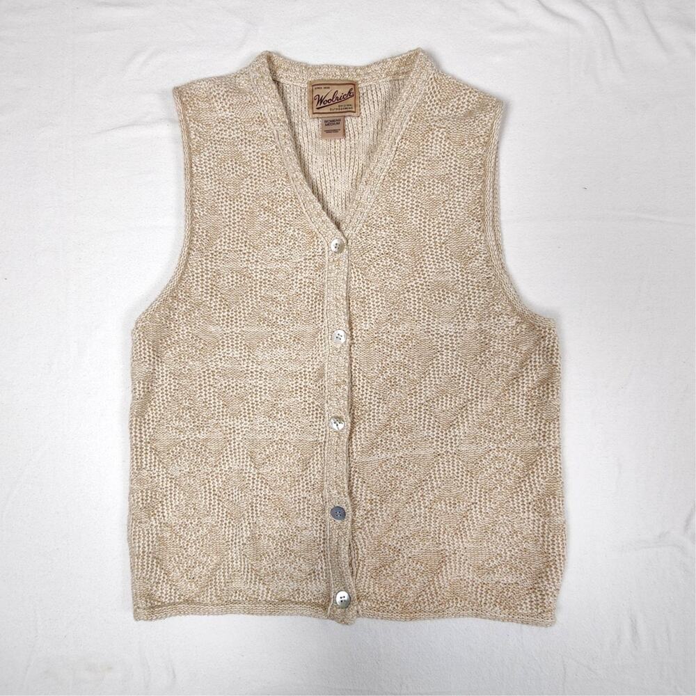 Fall Transition Grandmacore Vintage Woolrich V-neck Button-Front Sweater Vest
